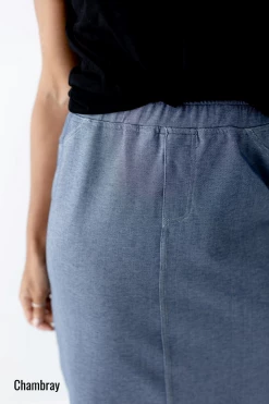 The Main Street Exchange 'Caroline' Long Knit Denim Skirt Exclusive Designs