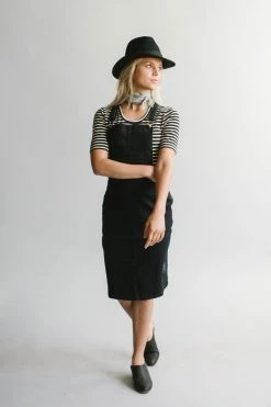 The Main Street Exchange 'Hailee' Black Denim Skirt Overalls