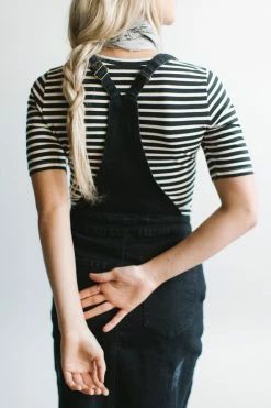 The Main Street Exchange 'Hailee' Black Denim Skirt Overalls