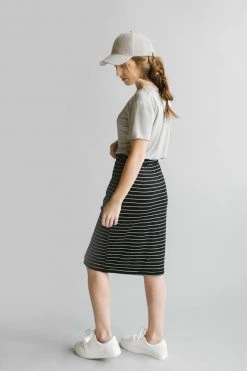 The Main Street Exchange 'Anna' Skirt In Black/White Stripes FINAL SALE