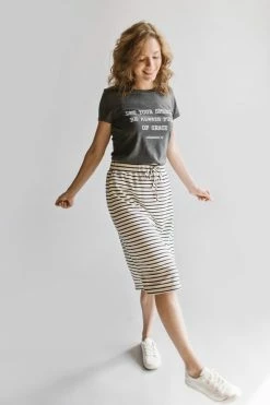 The Main Street Exchange 'Olivia' Skirt In Cream With Black Stripes Exclusive Designs 12 The Main Street Exchange 'Olivia' Skirt In Cream With Black Stripes Exclusive Designs