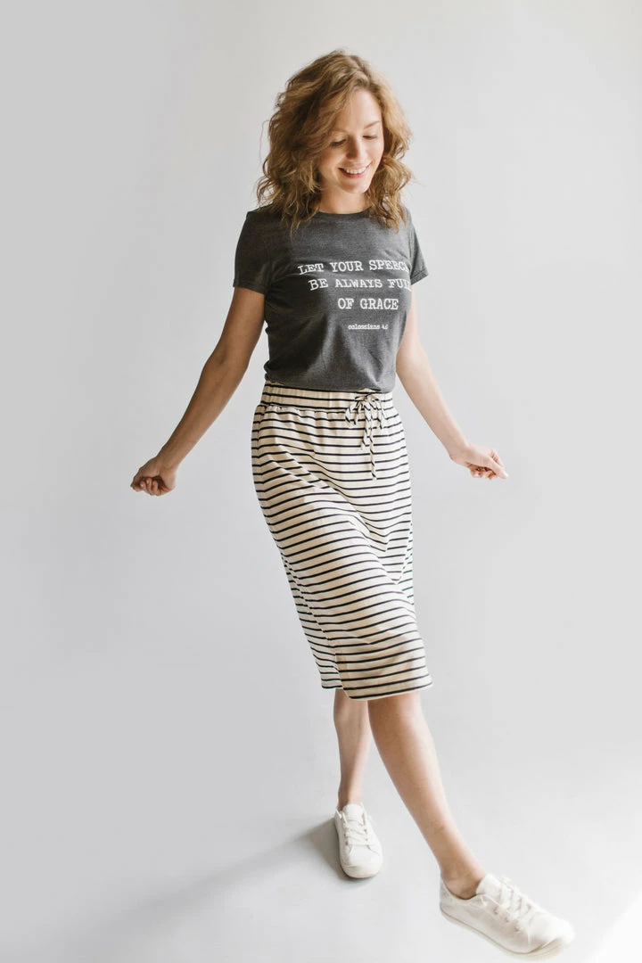 The Main Street Exchange 'Olivia' Skirt In Cream With Black Stripes Exclusive Designs 6 The Main Street Exchange 'Olivia' Skirt In Cream With Black Stripes Exclusive Designs