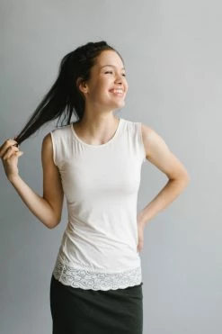 The Main Street Exchange Modest Lace Trimmed Layering Tank Top Exclusive Designs