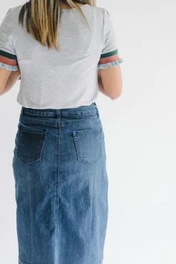 The Main Street Exchange 'Adeline' Knee Length Denim Skirt FINAL SALE