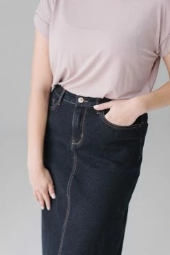 The Main Street Exchange Exclusive Designs 'Jia' Dark Denim Ankle Length Skirt FINAL SALE