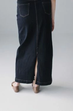 The Main Street Exchange Exclusive Designs 'Jia' Dark Denim Ankle Length Skirt FINAL SALE