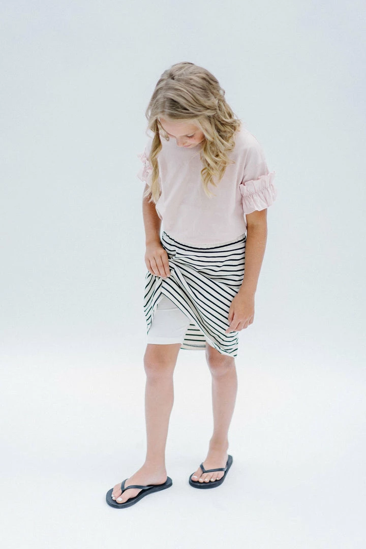 THE MAIN STREET EXCHANGE 'Zoey' Girl Skort In Cream/Black Stripe 3 THE MAIN STREET EXCHANGE 'Zoey' Girl Skort In Cream/Black Stripe