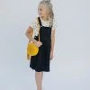 THE MAIN STREET EXCHANGE 'Alair' Girl Black Knit Denim Overall Dress FINAL SALE Exclusive Designs