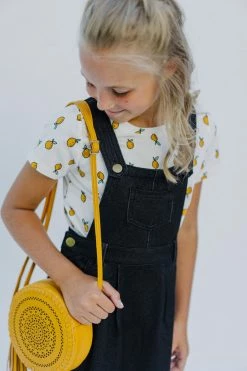 THE MAIN STREET EXCHANGE 'Alair' Girl Black Knit Denim Overall Dress FINAL SALE Exclusive Designs