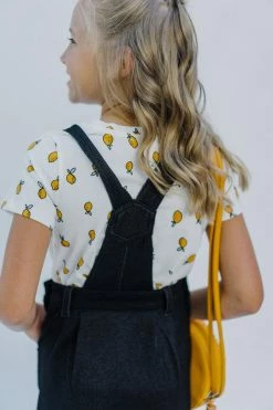 THE MAIN STREET EXCHANGE 'Alair' Girl Black Knit Denim Overall Dress FINAL SALE Exclusive Designs