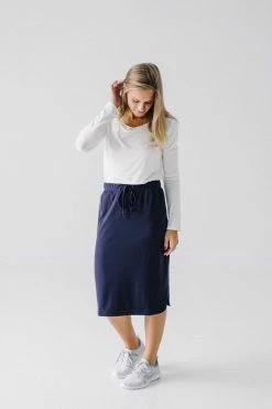 The Main Street Exchange 'Olivia' Skirt In Classic Navy Exclusive Designs