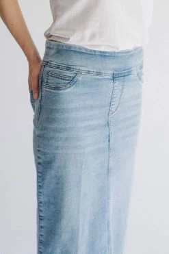 The Main Street Exchange Exclusive Designs 'Sara' Ankle Length Denim Skirt Light Wash