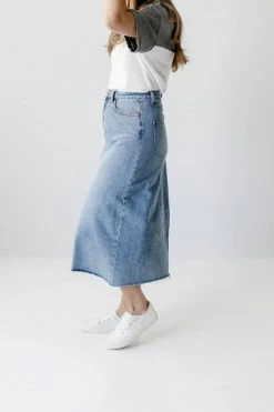 The Main Street Exchange 'Brooke' A-Line Denim Midi Skirt Exclusive Designs