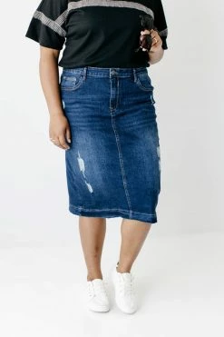 The Main Street Exchange 'Indie' Distressed Denim Skirt