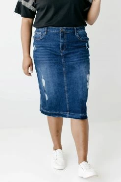 The Main Street Exchange 'Indie' Distressed Denim Skirt