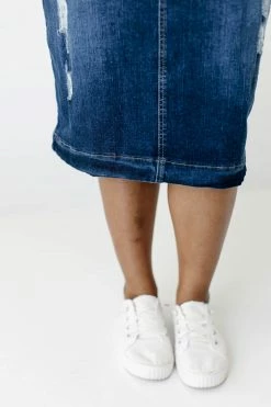 The Main Street Exchange 'Indie' Distressed Denim Skirt