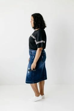 The Main Street Exchange 'Indie' Distressed Denim Skirt