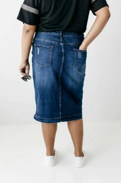The Main Street Exchange 'Indie' Distressed Denim Skirt