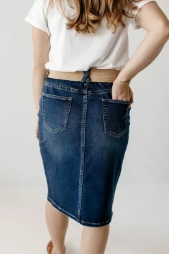 The Main Street Exchange 'Scout' Knit Denim Skirt In Dark Wash Exclusive Designs