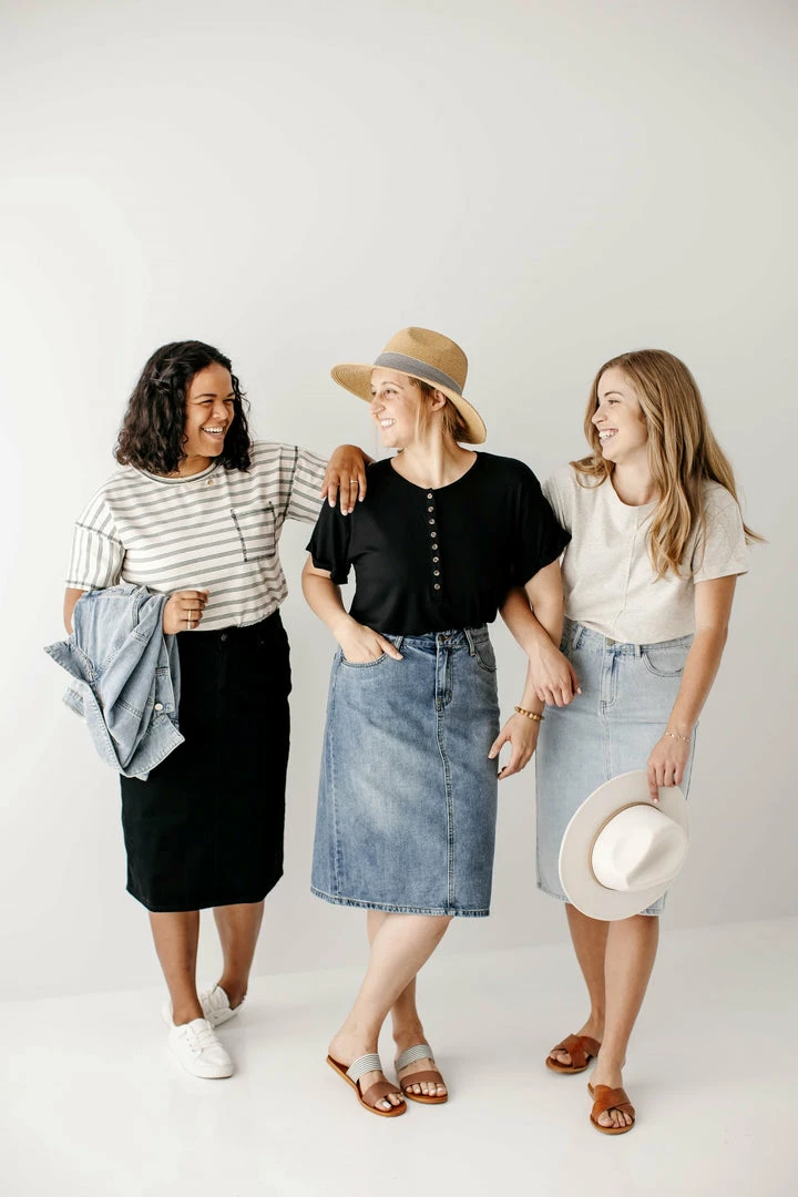 THE MAIN STREET EXCHANGE Exclusive Designs 'Kyra' Denim Skirt 1 THE MAIN STREET EXCHANGE Exclusive Designs 'Kyra' Denim Skirt