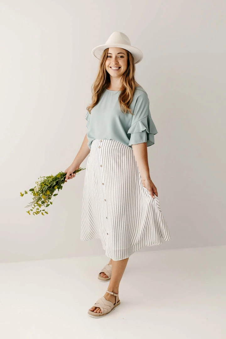 The Main Street Exchange 'Cherie' Circle Skirt In Ivory Pinstripe FINAL SALE 9 The Main Street Exchange 'Cherie' Circle Skirt In Ivory Pinstripe FINAL SALE