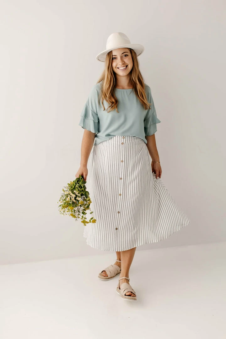 The Main Street Exchange 'Cherie' Circle Skirt In Ivory Pinstripe FINAL SALE 8 The Main Street Exchange 'Cherie' Circle Skirt In Ivory Pinstripe FINAL SALE
