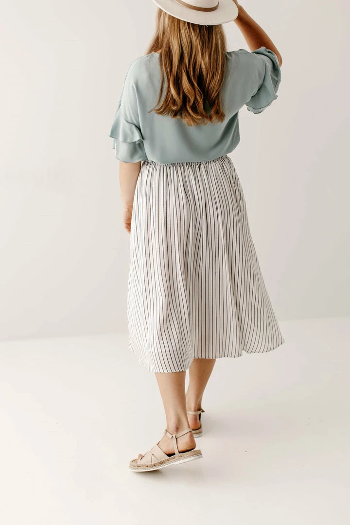 The Main Street Exchange 'Cherie' Circle Skirt In Ivory Pinstripe FINAL SALE 12 The Main Street Exchange 'Cherie' Circle Skirt In Ivory Pinstripe FINAL SALE