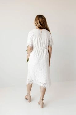 The Main Street Exchange 'Odessa' Lace Midi Dress In Ivory