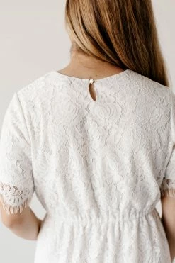 The Main Street Exchange 'Odessa' Lace Midi Dress In Ivory