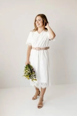 The Main Street Exchange 'Odessa' Lace Midi Dress In Ivory