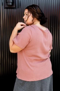 Hayden Plus Plus 'Molly' Ribbed Top In Rose FINAL SALE Tops/Cardigans