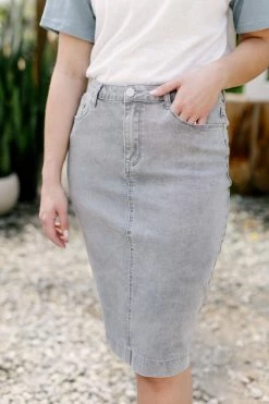 The Main Street Exchange 'Leah' Denim Skirt In Vintage Grey