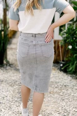 The Main Street Exchange 'Leah' Denim Skirt In Vintage Grey