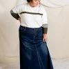 The Main Street Exchange Exclusive Designs 'Haven' Long Stretch Denim Skirt In Dark Wash