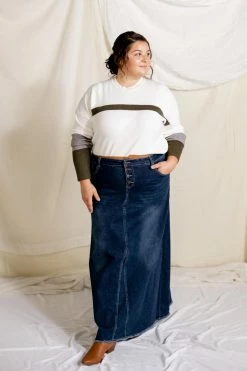The Main Street Exchange Exclusive Designs 'Haven' Long Stretch Denim Skirt In Dark Wash 7 The Main Street Exchange Exclusive Designs 'Haven' Long Stretch Denim Skirt In Dark Wash