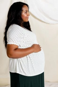 Hello Miz Tops/Cardigans 'Natalia' Polka Dot Nursing Friendly Top FINAL SALE