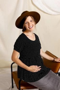 Hello Miz Tops/Cardigans 'Natalia' Polka Dot Nursing Friendly Top FINAL SALE