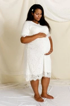 The Main Street Exchange 'Odessa' Lace Midi Dress In Ivory