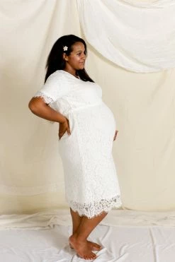 The Main Street Exchange 'Odessa' Lace Midi Dress In Ivory