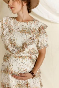 Roolee 'Ashlyn' Ruffle Nursing Friendly Dress In Ivory Floral FINAL SALE 9 Roolee 'Ashlyn' Ruffle Nursing Friendly Dress In Ivory Floral FINAL SALE