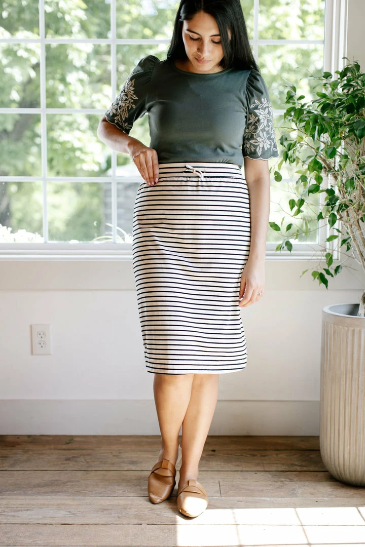 The Main Street Exchange 'Olivia' Skirt In Cream With Black Stripes Exclusive Designs 2 The Main Street Exchange 'Olivia' Skirt In Cream With Black Stripes Exclusive Designs