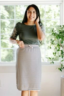 The Main Street Exchange 'Olivia' Skirt In Cream With Black Stripes Exclusive Designs 9 The Main Street Exchange 'Olivia' Skirt In Cream With Black Stripes Exclusive Designs