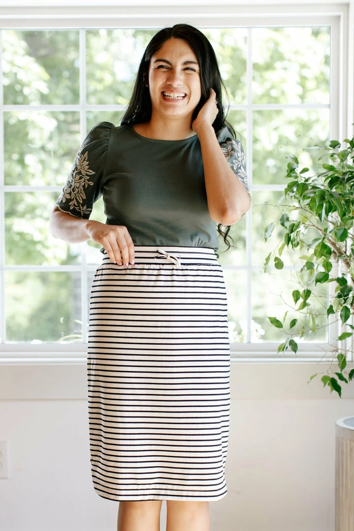 The Main Street Exchange 'Olivia' Skirt In Cream With Black Stripes Exclusive Designs 3 The Main Street Exchange 'Olivia' Skirt In Cream With Black Stripes Exclusive Designs