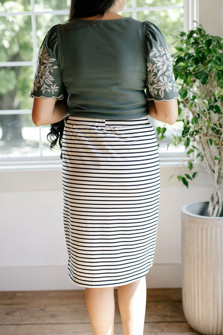 The Main Street Exchange 'Olivia' Skirt In Cream With Black Stripes Exclusive Designs 4 The Main Street Exchange 'Olivia' Skirt In Cream With Black Stripes Exclusive Designs