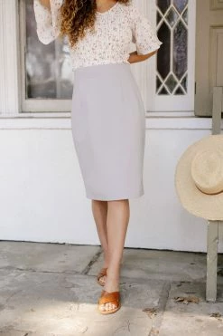 The Main Street Exchange Exclusive Designs 'Anna' Pencil Skirt In Pearl Grey 10 The Main Street Exchange Exclusive Designs 'Anna' Pencil Skirt In Pearl Grey