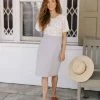 The Main Street Exchange 'Anna' Pencil Skirt In Pearl Grey FINAL SALE Skirts