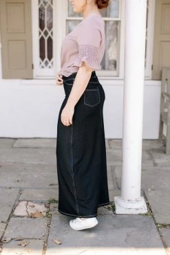 The Main Street Exchange 'Caroline' Long Knit Denim Skirt Exclusive Designs