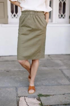 The Main Street Exchange Exclusive Designs 'Adele' Skirt In Olive FINAL SALE