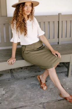 The Main Street Exchange Exclusive Designs 'Adele' Skirt In Olive FINAL SALE