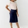 THE MAIN STREET EXCHANGE 'Piper' Girl Knit Denim Skirt In Navy
